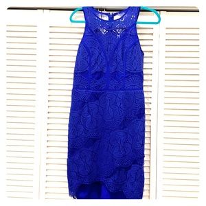 Blue midi lace dress